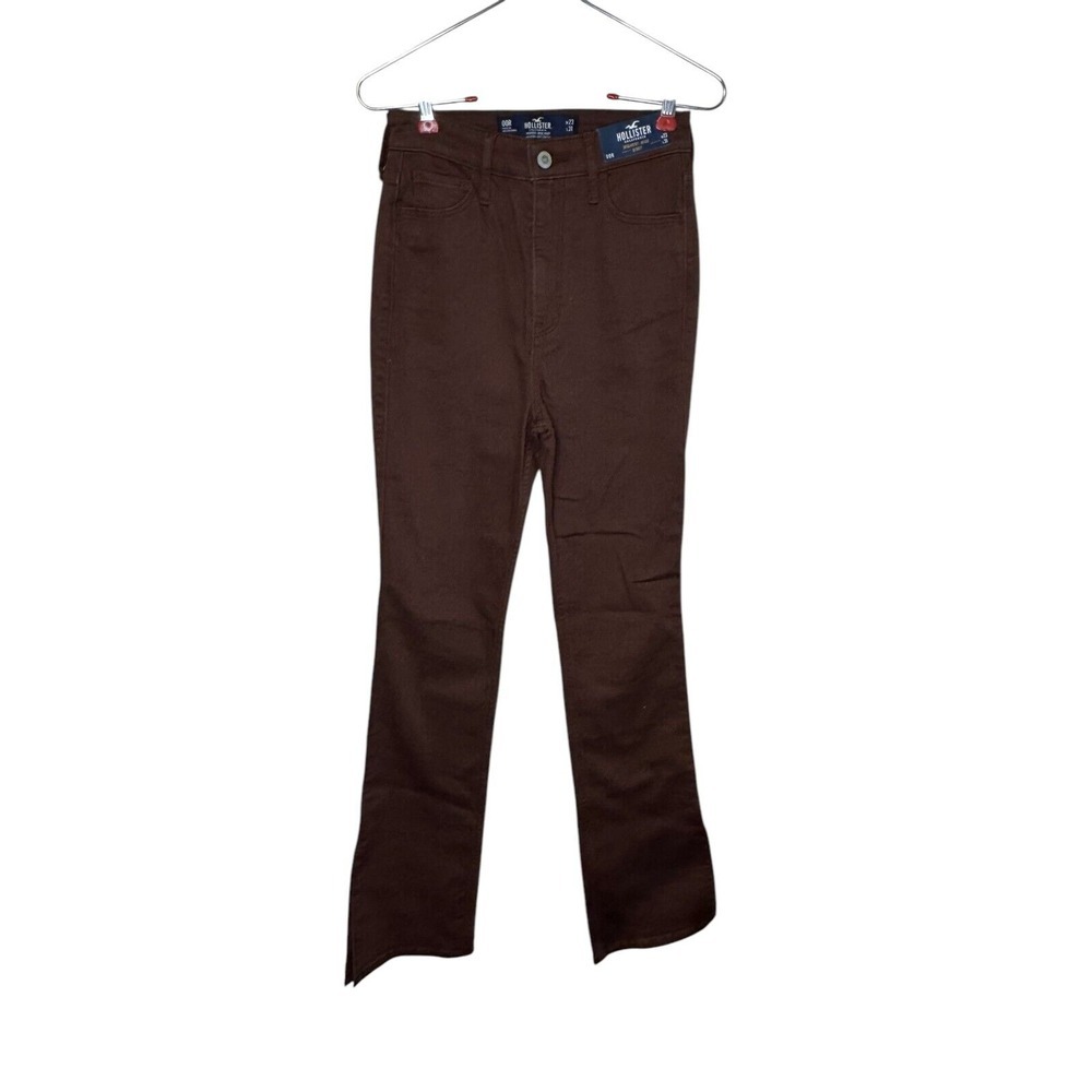 Hollister Women's Pants Highest-Rise Bootcut Leg Split Side Hem Brown‎ 23x31 NWT